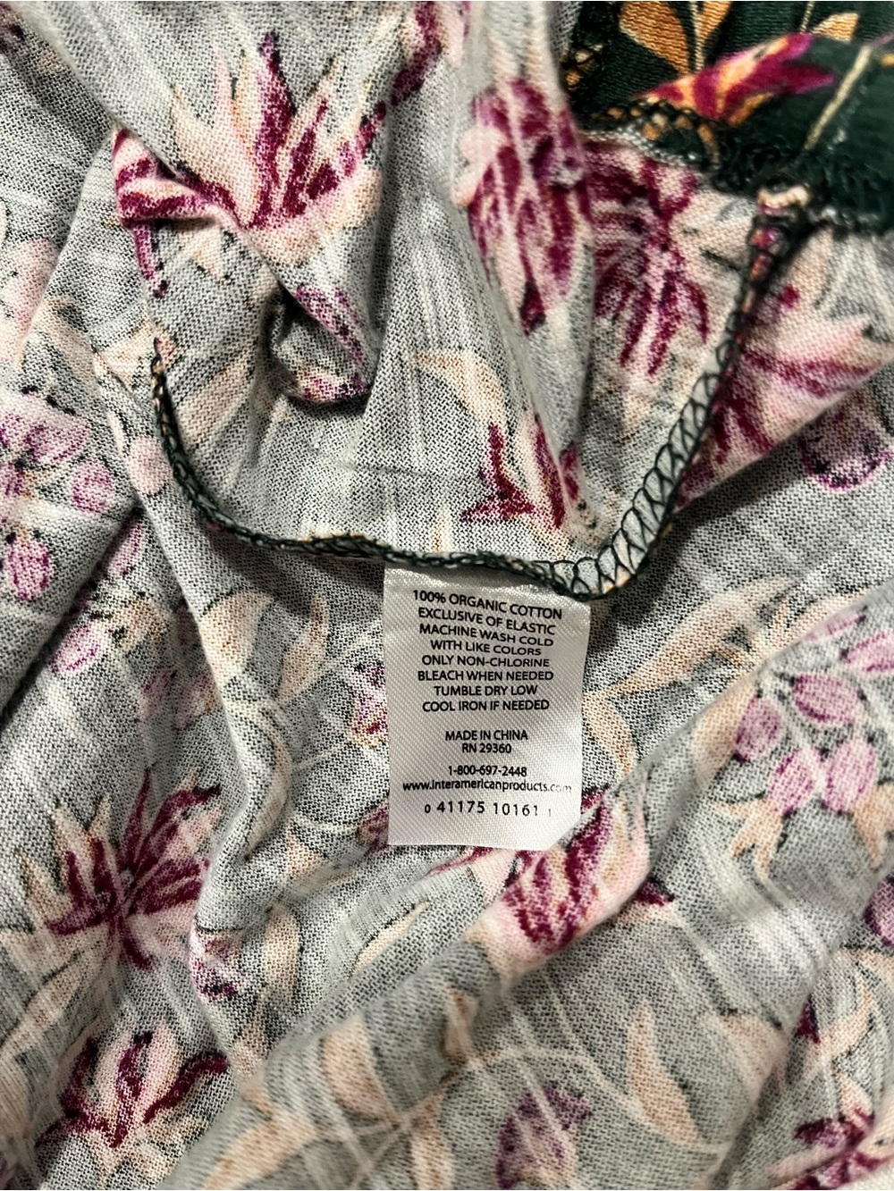 100% Organic Cotton Dark Green Floral Smocked Maxi Dress - Picture 4 of 8